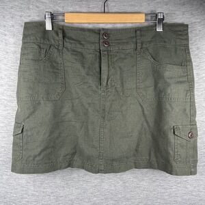 Beau Green Cargo Skort Linen Cotton Blend Size 14